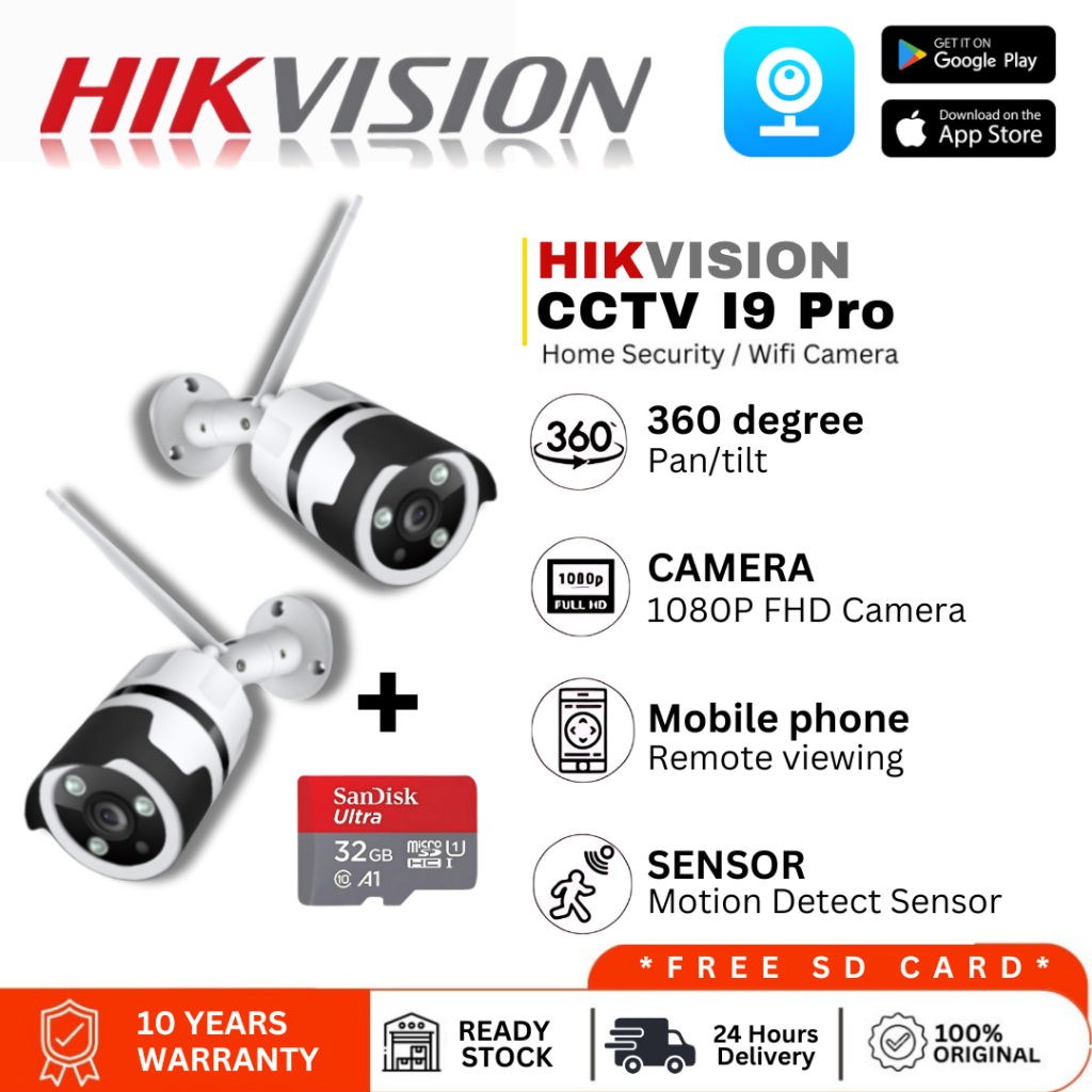 Hikvision CCTV I9 Outdoor Wifi Security Camera Cam 1080P FHD Full Color ...