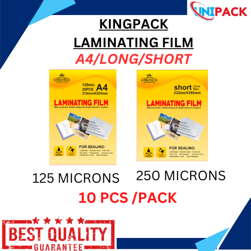 KINGPACK LAMINATING FILM/ A4/LONG/SHORT/ 10PCS PER PACK | Shopee ...