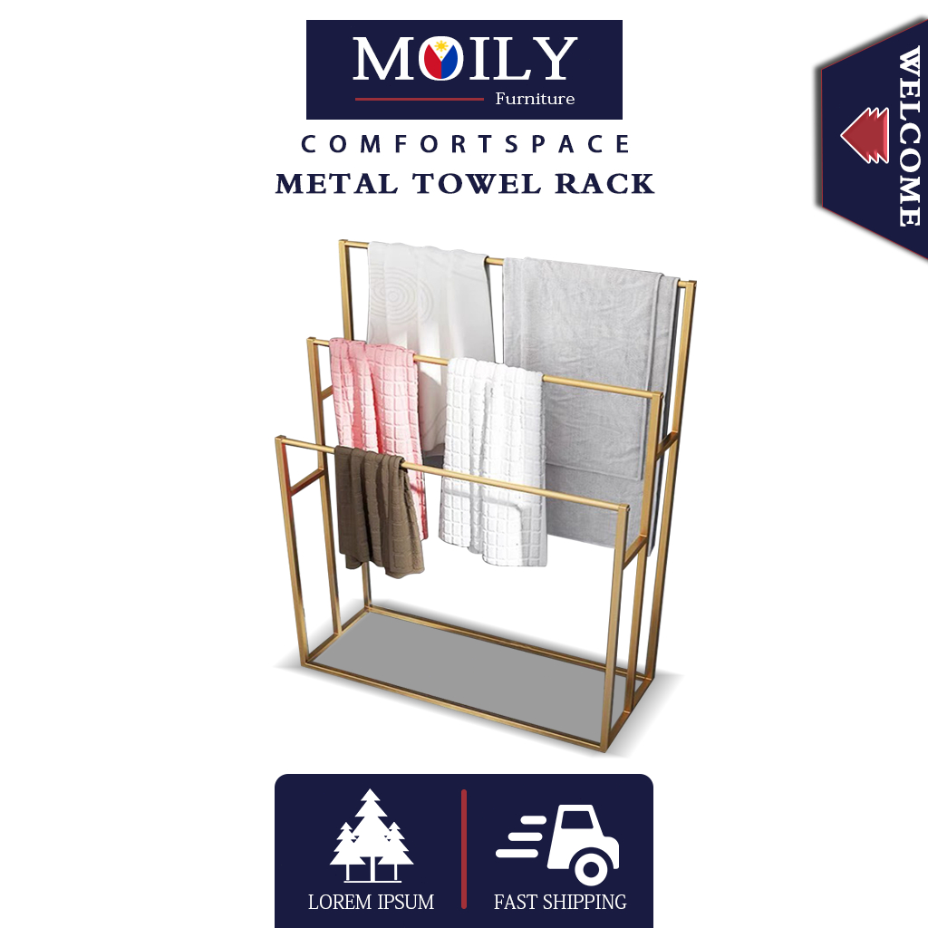 （COD）Nordic floor to ceiling bathroom towel rack storage rack bathroom ...