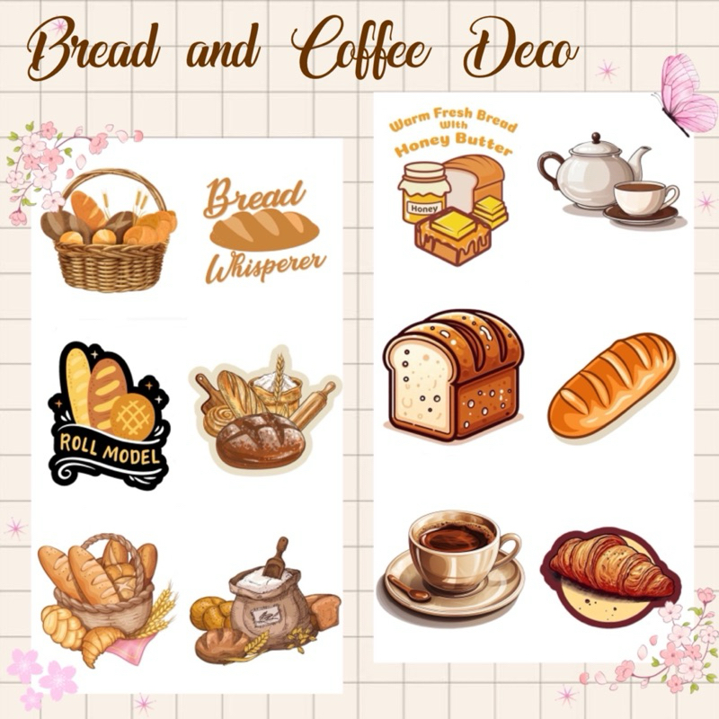 Bread and Coffee Decorative Sticker Die-Cut | Shopee Philippines