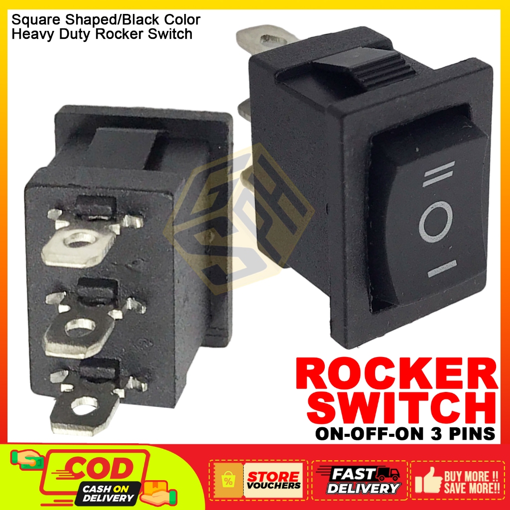 GARAGESALE01 Rocker Switch ON-OFF-ON 3 Pins Square Shaped Heavy Duty ...