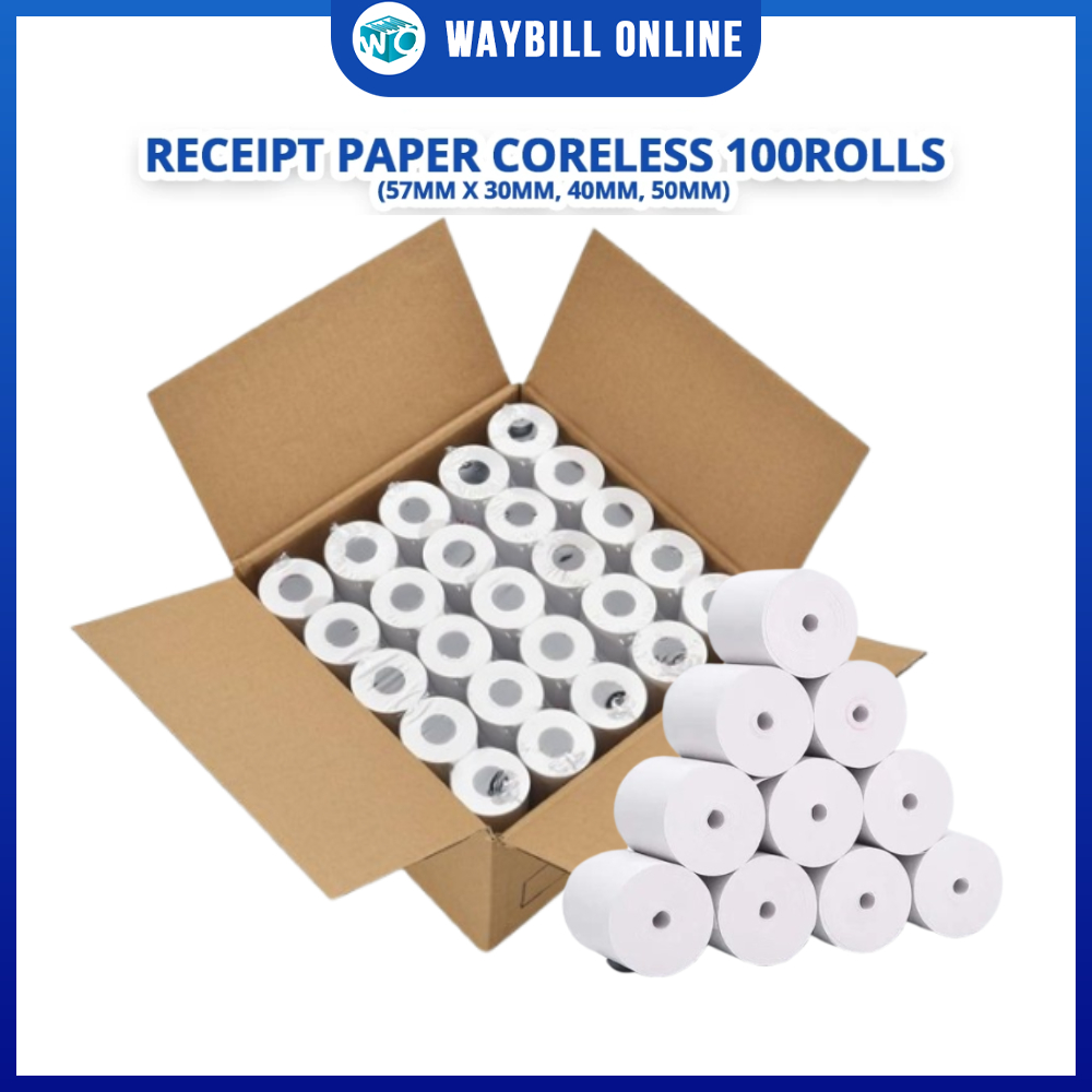 Receipt Paper Coreless/Core 100ROLLS (57mm x 30mm, 40mm, 50mm) 60GSM ...