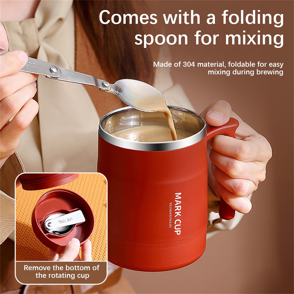 Double Wall Thermal Coffee Mug with Spoon Stainless Steel Cold Water Drinks  Metal Tumbler 500ml - Main Image