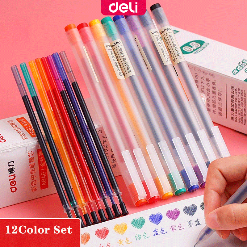 Deli EG11912C Bright Writing Gel Pen 0.5mm School Supplies 12Pcs/Set