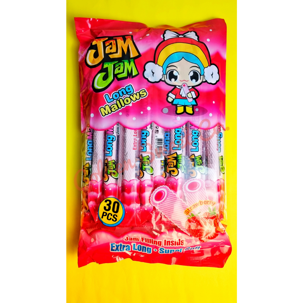 JAMJAM LONG MARSHMALLOW WITH STRAWBERRY JAM FILLING 30pcs/pack COD ...