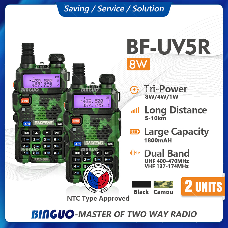 Baofeng Uv R Walkie Talkie Set Of Camouflage Dual Band Uhf Vhf Two