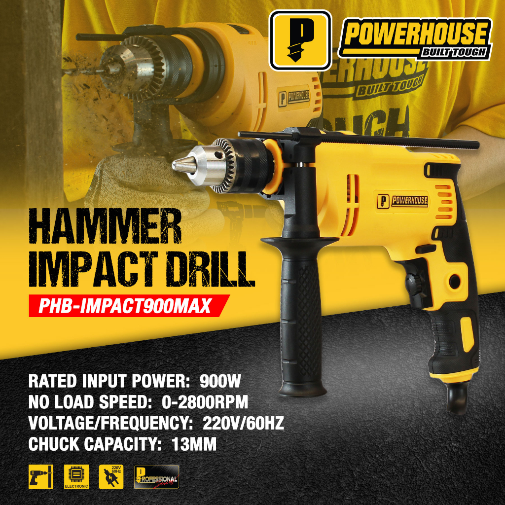 Powerhouse Hammer Impact Drill Variable Speed Original Heavy Duty Tool