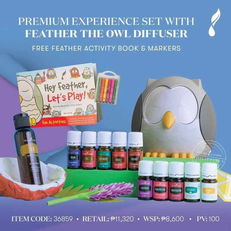 Young Living Premium Experience Set with Feather the Owl Diffuser ...