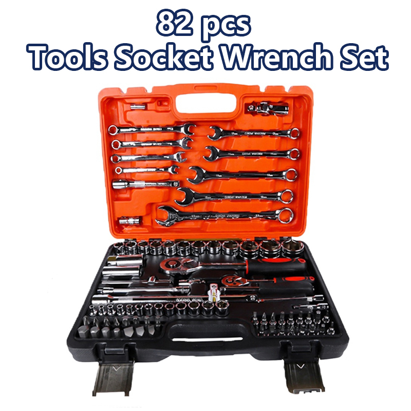 82pcs Tools Socket Wrench Set Torque Wrench Tool Box Set