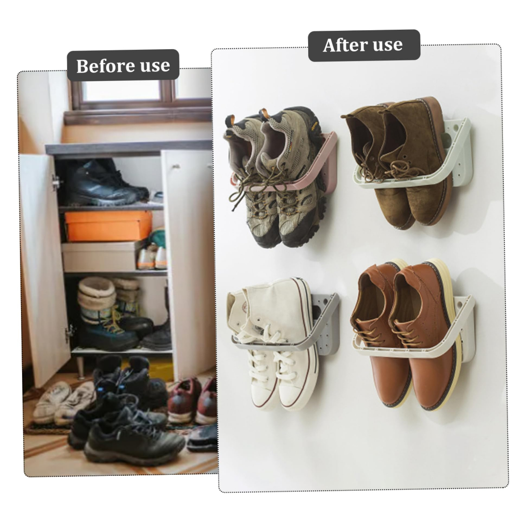 Wall Mounted Folding Shoe Rack Slipper's Rack Multi-Functional Space ...