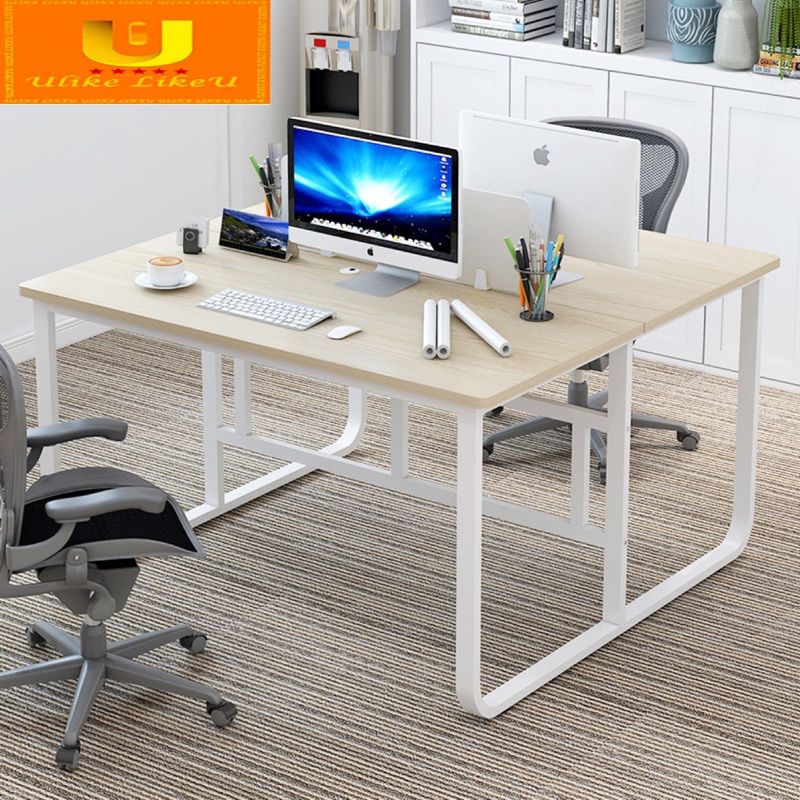 Double desk office staff simple modern computer desk work station staff ...