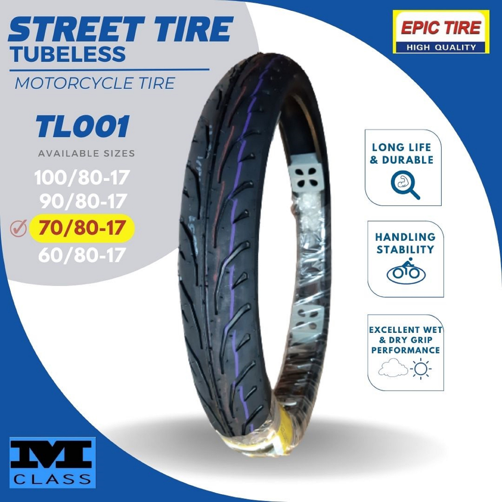 R17 TL001 TUBELESS STREET TIRE FOR SMASH, WAVE, RAIDER, SIGHT EPIC