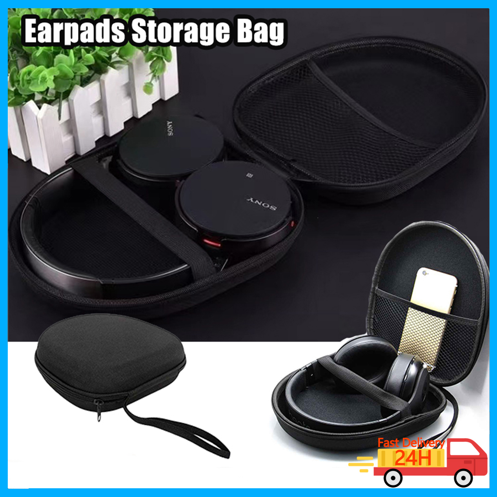 Headphone Carrying Case Storage Bag Anti-pressure PU Earphone Case ...