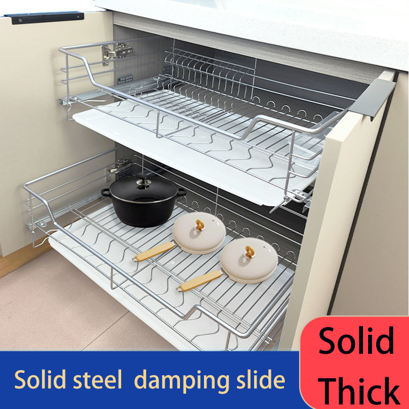 Kitchen pull out 304 stainless metal with tray dish organizer Storage