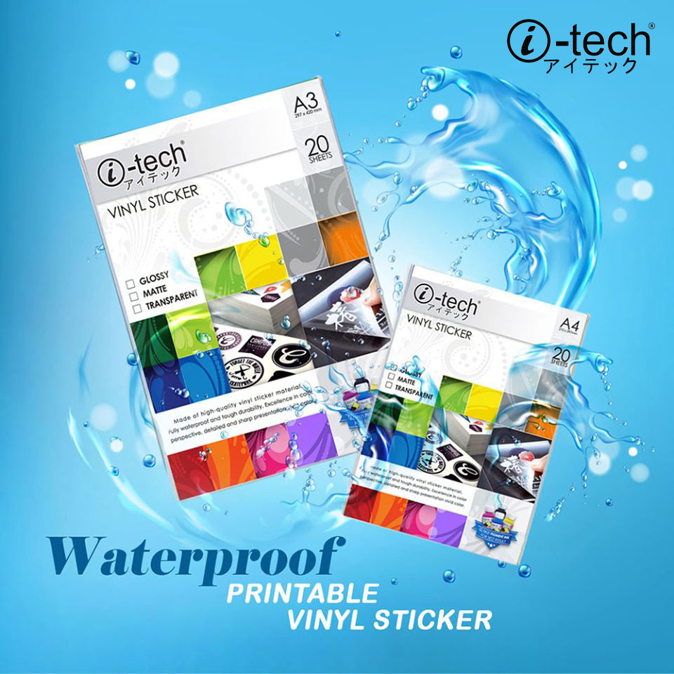 i-tech Fully Waterproof Printable Vinyl Sticker A4 size Tough ...