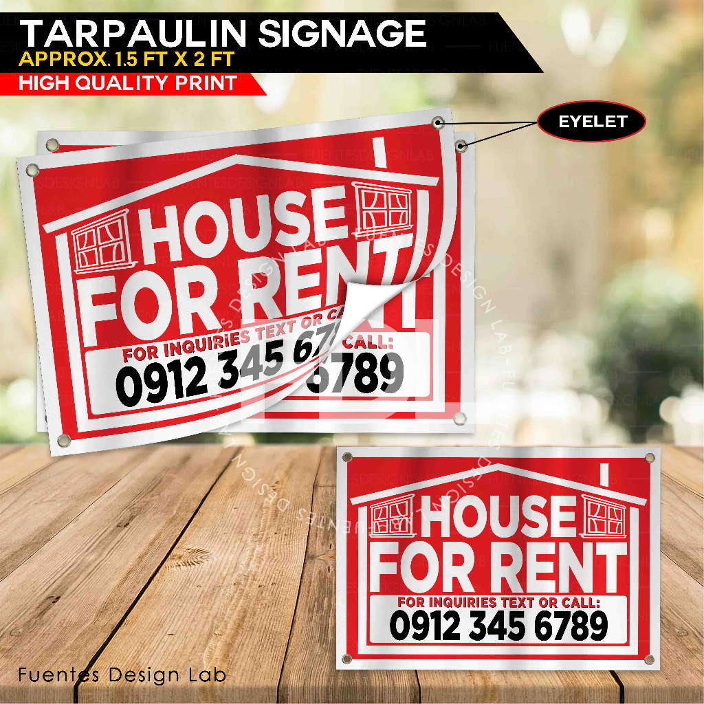 2pcs HOUSE FOR RENT Signage HOUSE FOR RENT Tarpaulin Signage With