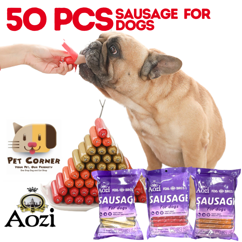 AOZI Dog Snacks 50 pcs Pet Sausage Puppy Snacks Treats Sausage | Shopee ...