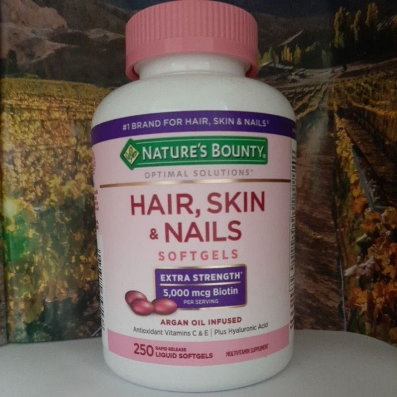 Hair Skin Nails 250softgels Biotin Argan Oil Hyaluronic Acid EXPIRY ...