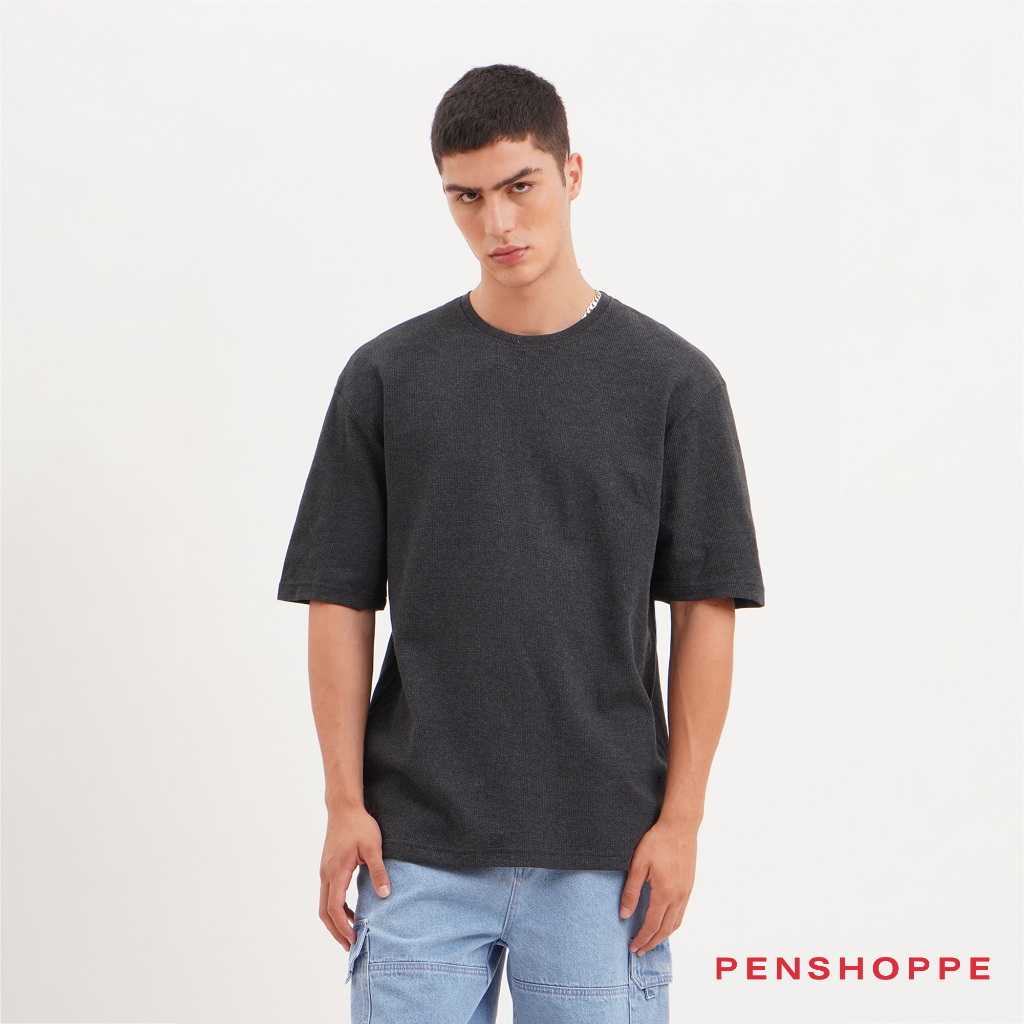 Penshoppe Relaxed Fit T-Shirt For Men (Dark Gray/Navy Blue) [Tshirt, T ...