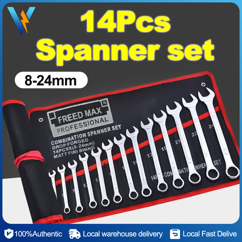 14 PCS 8-24mm Combination Wrench Spanner Set Tools Set Original CRV ...