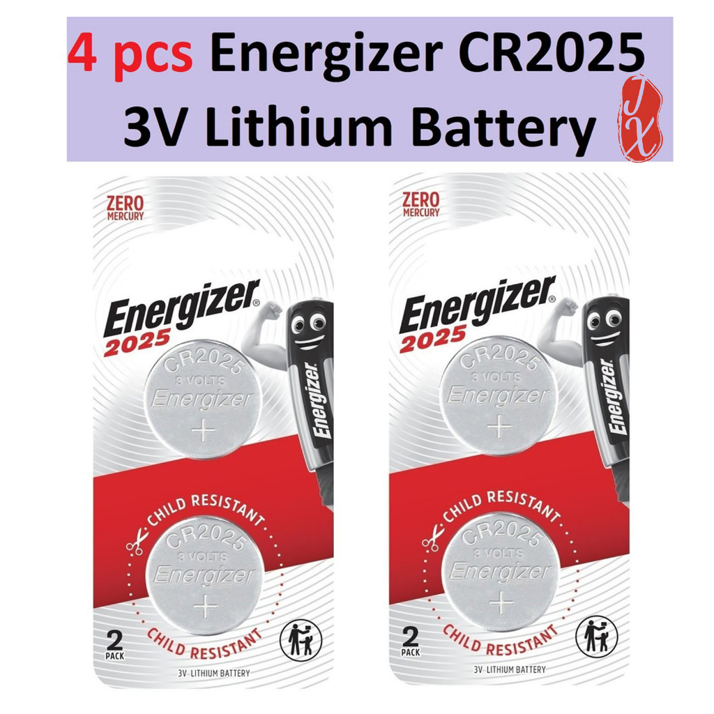 Energizer CR2025 (4 pcs) CR 2025 Battery CR-2025 Coin Cell Button 3V ...