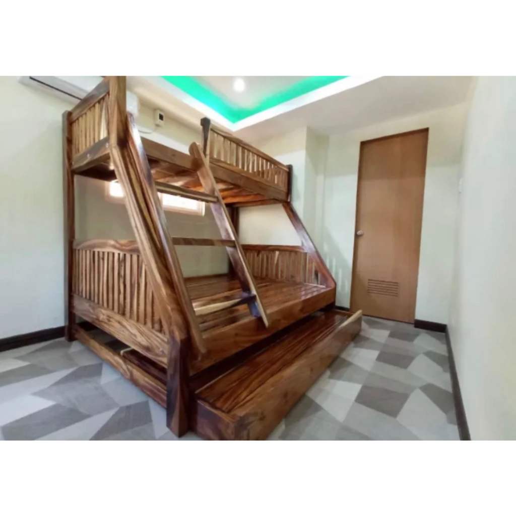 New Solid wood double deck bed frame with Pullout and free uratex foam mattress Shopee Philippines