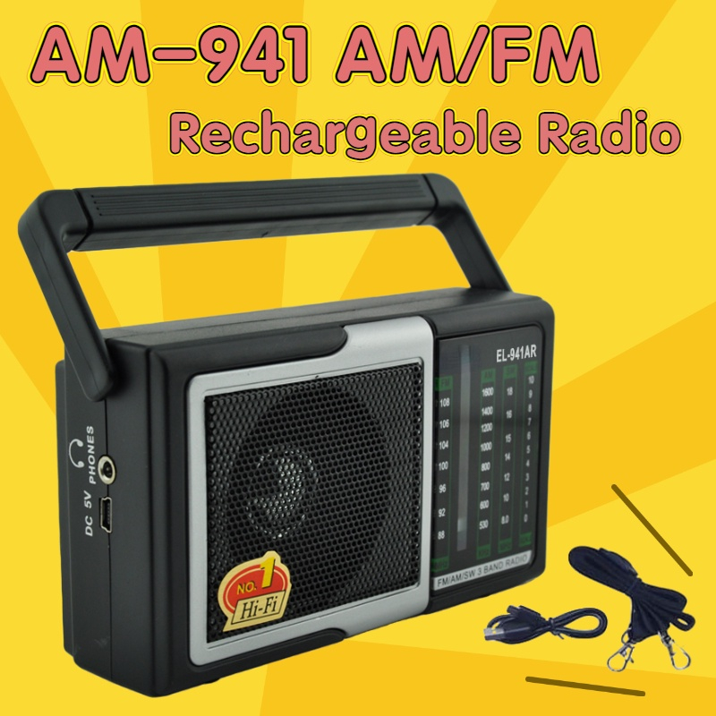 3 Band Radio Rechargeable AM/FM/SW Radio AM941AR 3 Band Radio World