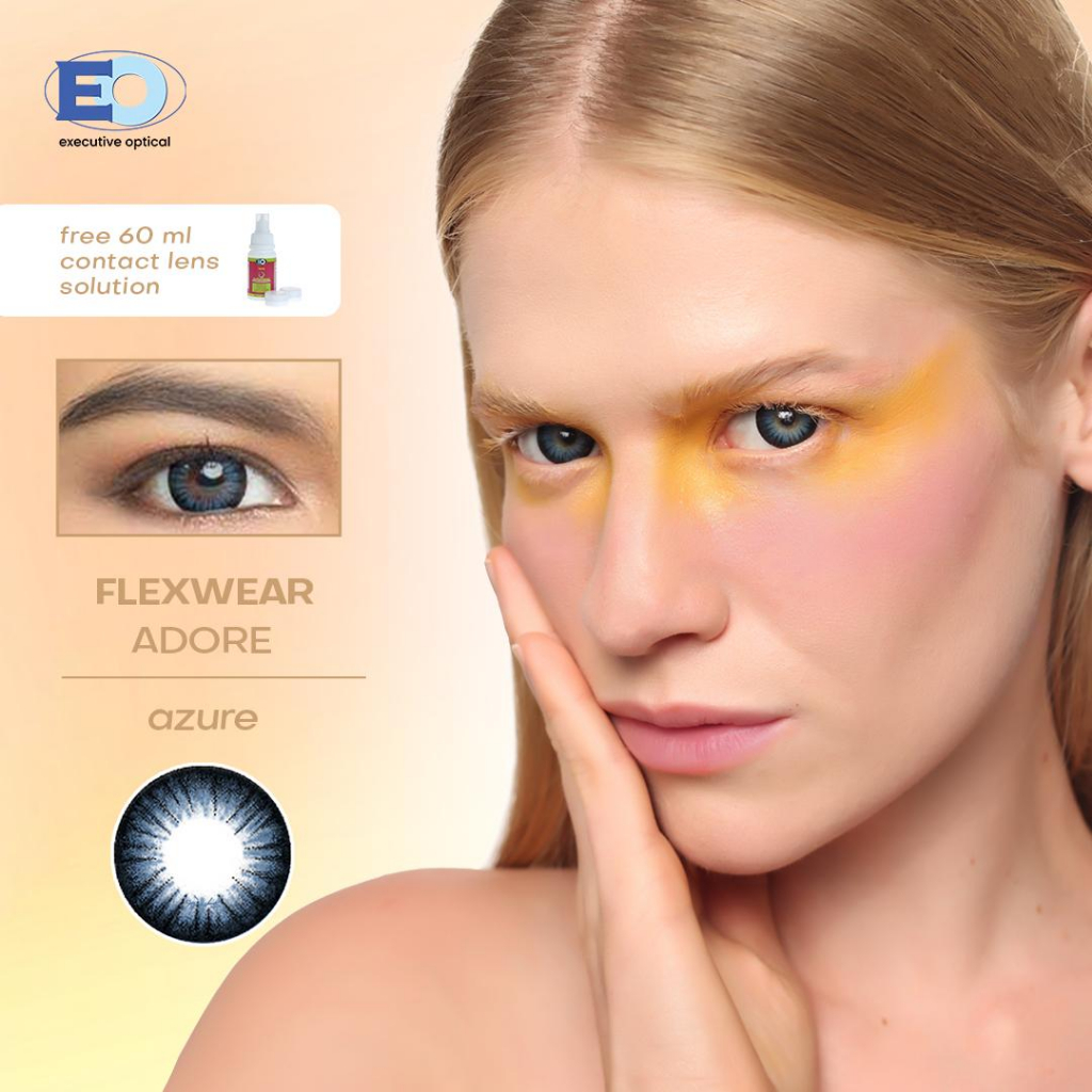 EO Flexwear Adore Azure Graded Blue Contact Lenses with Solution Set