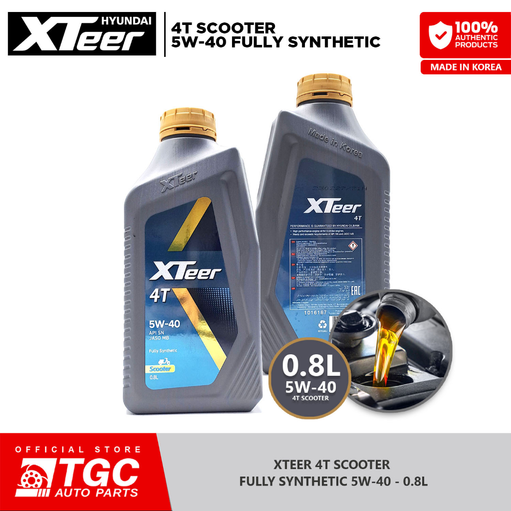 Xteer 4T Scooter API SN JASO MB 5W-40 Fully Synthetic oil 0.8L - 1pc ...