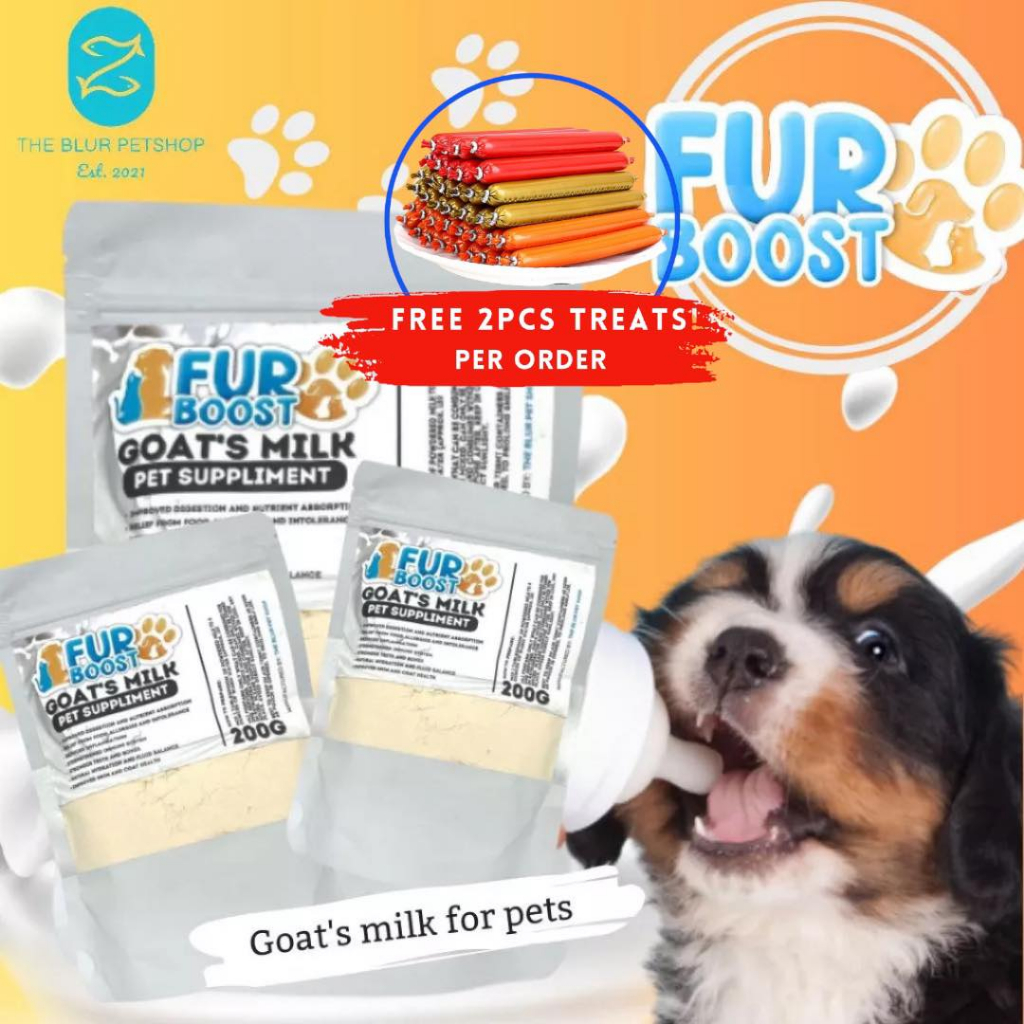 Free 2pcs Treats Hotdog 100g 200g Fur Boost Goat Furboost Milk for Pets