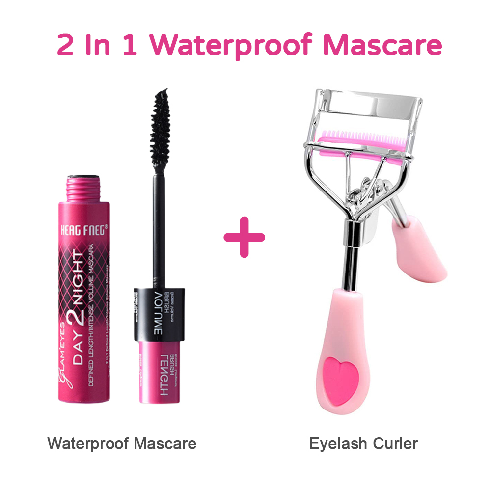 2 In 1 Waterproof Mascara Eyelash Curler Eye Makeup Set Shopee