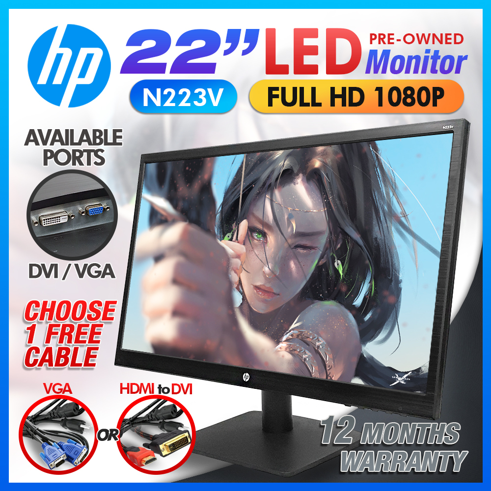 HP N223V 22inch LED Wide Monitor Full HD 1080P 60Hz with DVI/VGA Port ...