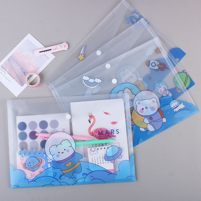 A4 Plastic Envelope Cute Cartoon File Bag Student Stationery 1pc ...