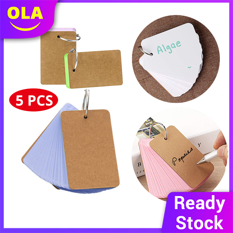 5 Pcs Blank Index Cards Flashcards Binder Ring, Lightweight Note Card