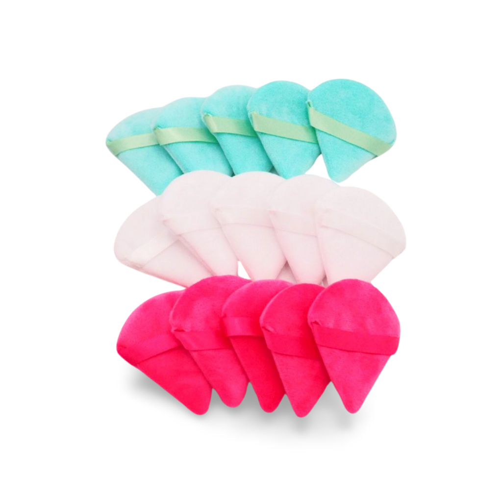Gladking 15 Pieces Multi Color Soft Velour Triangle Powder Puffs for