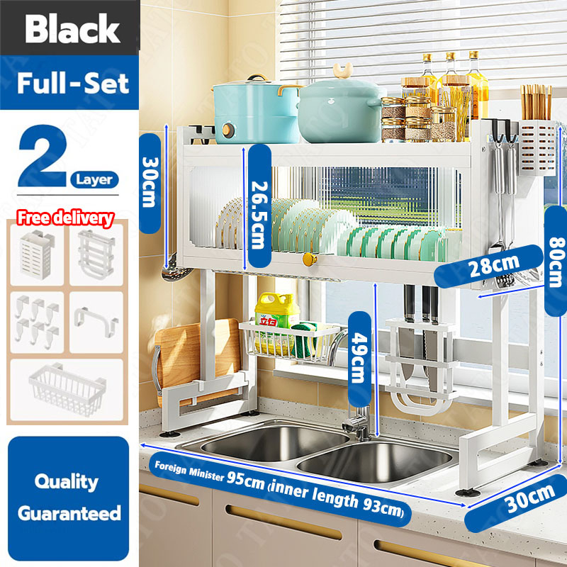 Dish Rack Drainer Kitchen Dish Cabinet Rack Organizer With Cover Plate ...