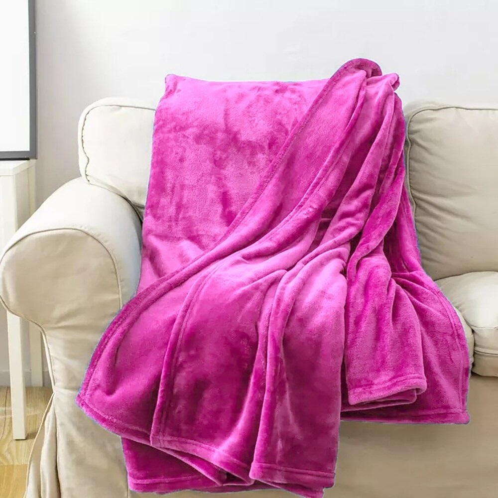 AxN Plain Coral Fleece Blanket Super Soft Warm Flannel Blanket Plain ...