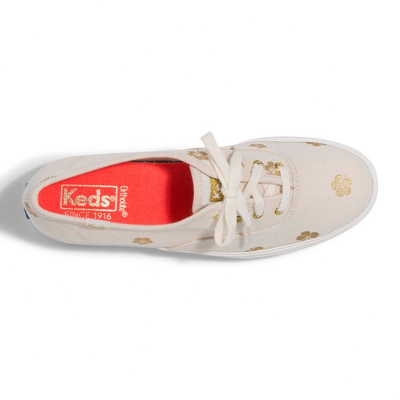 Keds Triple Hibiscus Women s Sneakers Natural Gold WF58158 Shopee Philippines