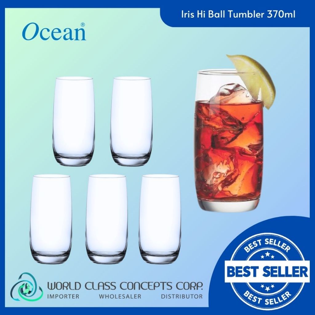 Ocean Glass Iris Hi Ball Drinking Glass 13 Oz. / 370 mL (SET OF 6 ...