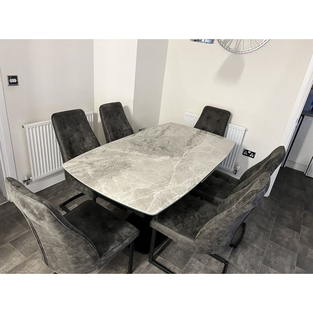 Merlin Large Extending Dining Table with 6 Chairs Dining Set5 Shopee