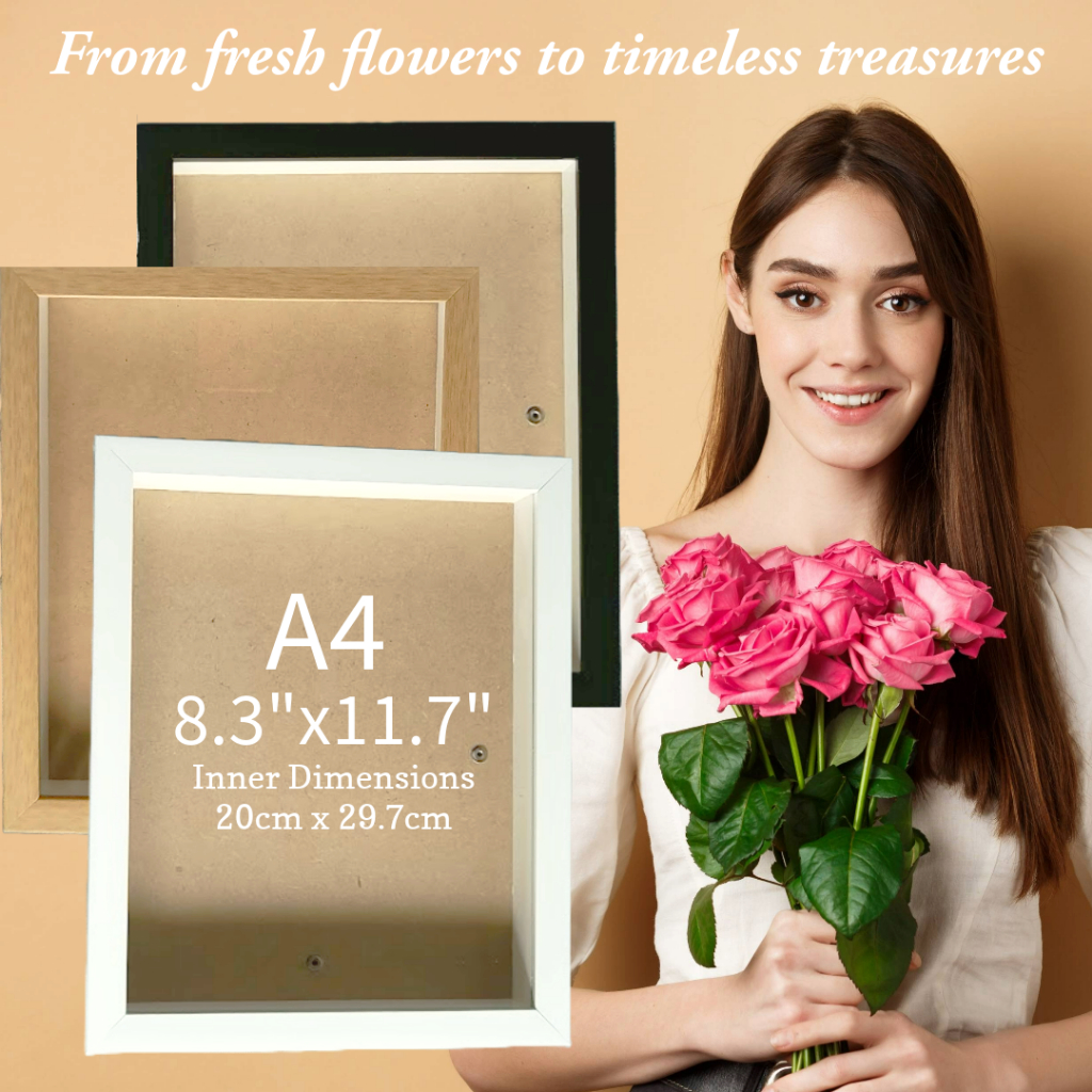 A4 8.3x11.7 Inches Glass Shadow Box Frame For Dried Flowers Bouquet Pet
