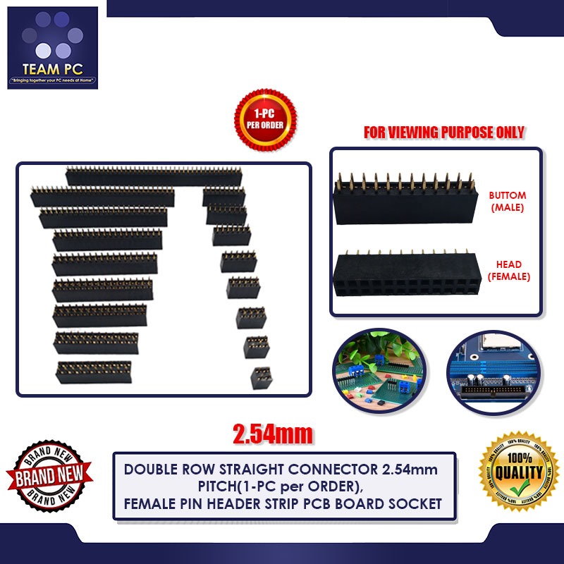 TEAM PC DOUBLE ROW STRAIGHT CONNECTOR 2.54mm PITCH(1-PC per ORDER ...