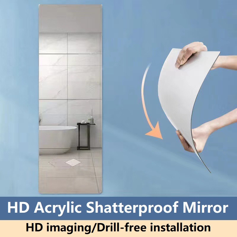Home DIY HD Mirror Wall Sticker Full Body Mirror Stitching Mirror Self ...
