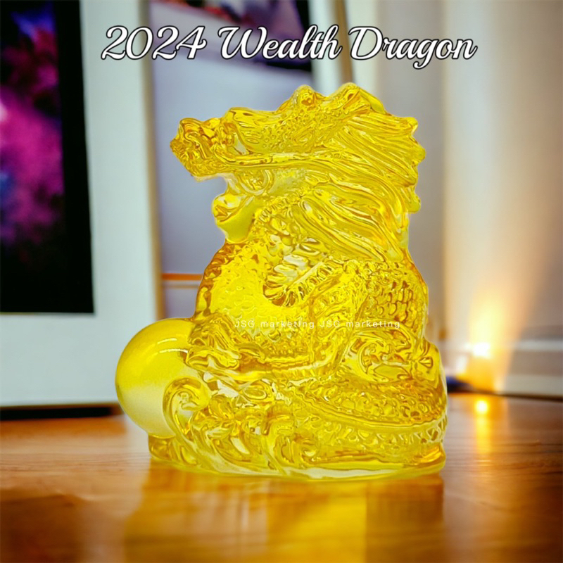 Feng Shui Lucky Charms Crystal Dragon Figurines Ornament 2024 Chinese