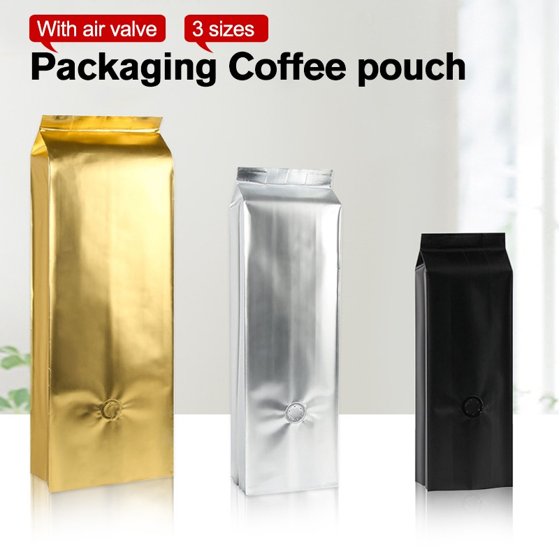 50pcs Open Top Side Gusset Aluminum Foil Coffee Pouch bag With Vent