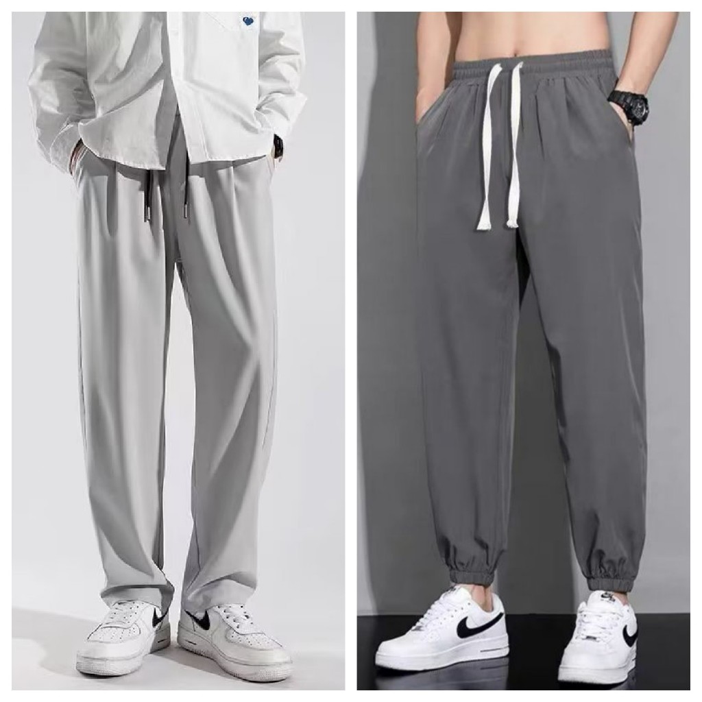 Plus Size Ice Silk Pants for Men's Summer Versatile Loose Sweatpants ...