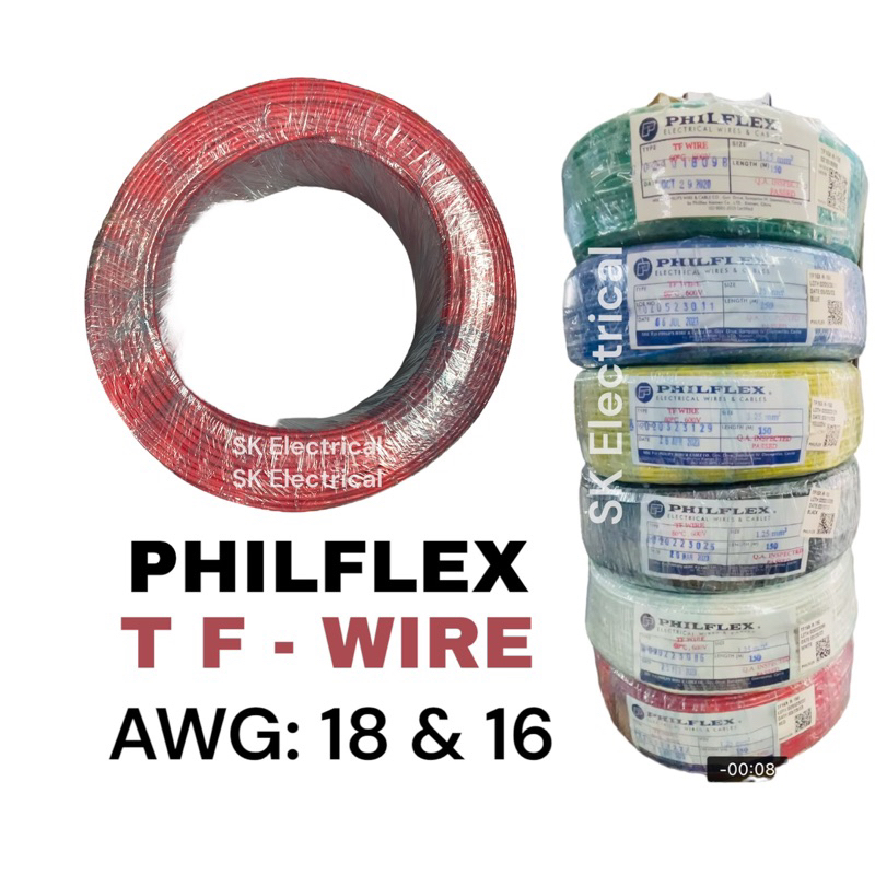 PHILFLEX TF WIRE AWG16 & 18 Stranded 150m SK Electrical Shopee 