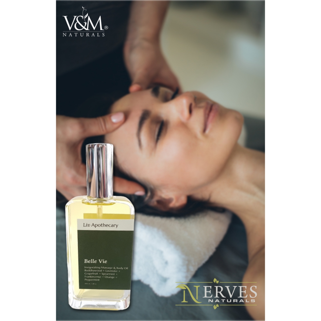 Nerves Naturals LIV APOTHECARY Invigorating Massage & Body Oil for Men & Woman 100 Vegan 100ml