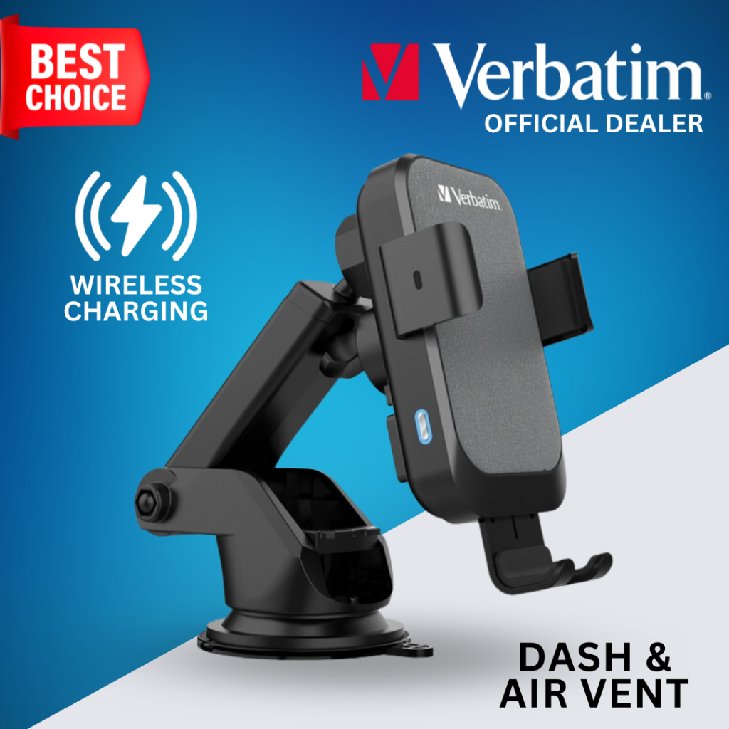 Verbatim 15W Fast Charging Wireless Dash Mount (Automatic Sensor Car