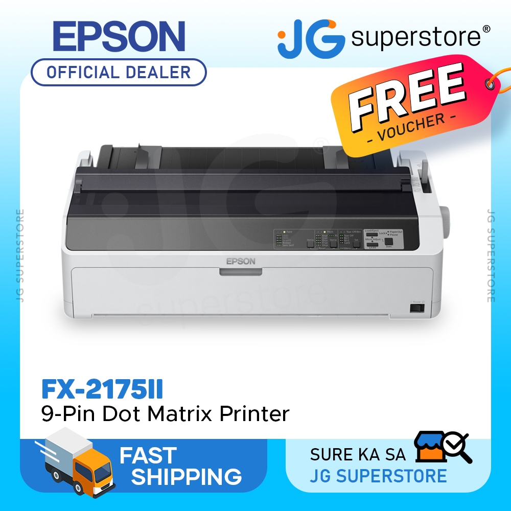 Epson FX2175II Dot Matrix Printer USB 2.0 496cpi 9Pin Wide Carriage Prints up to 6Part Forms
